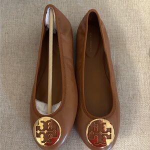 Tory Burch Brown Reva Travel Ballet Flats